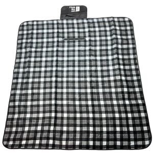 Vans Foldable Picnic Blanket Black and White Plaid 50x50" Vinyl Back New
